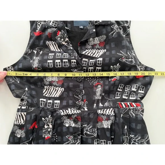 ModCloth Community Brunch Belted Sleeveless Shirt Dress XL Black - Picture 10 of 13